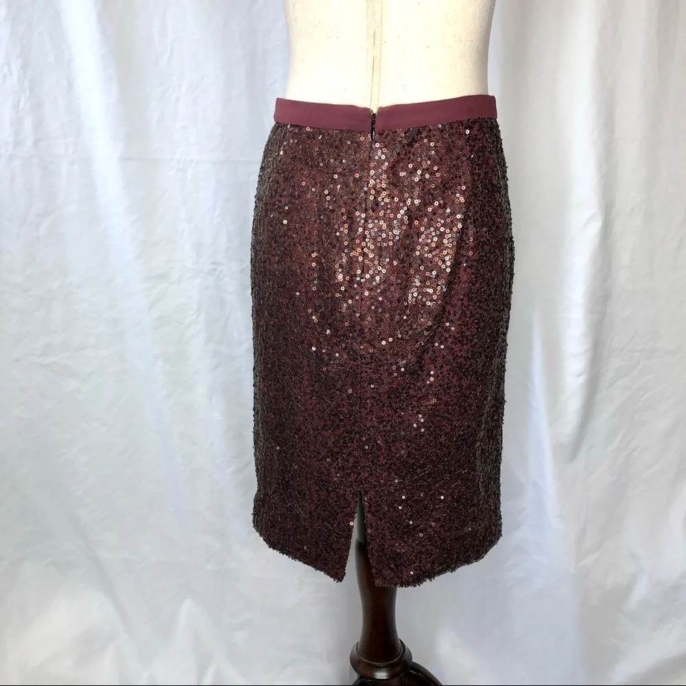 J. Crew Stardust sequin pencil skirt burgundy 0